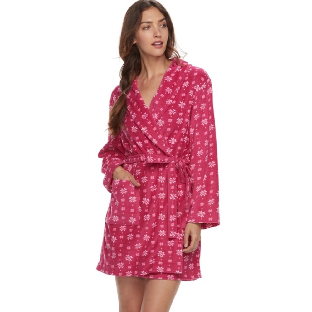 SONOMA Microfleece Snowflake Print Short Robe